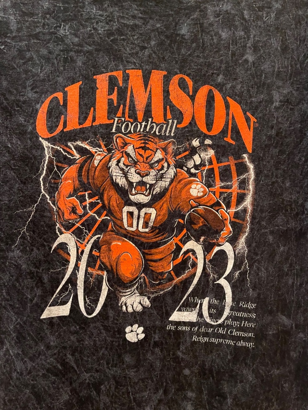 Clemson Tigers Football Tee - Black Washed - 2023 - Alma Mater - Alumni